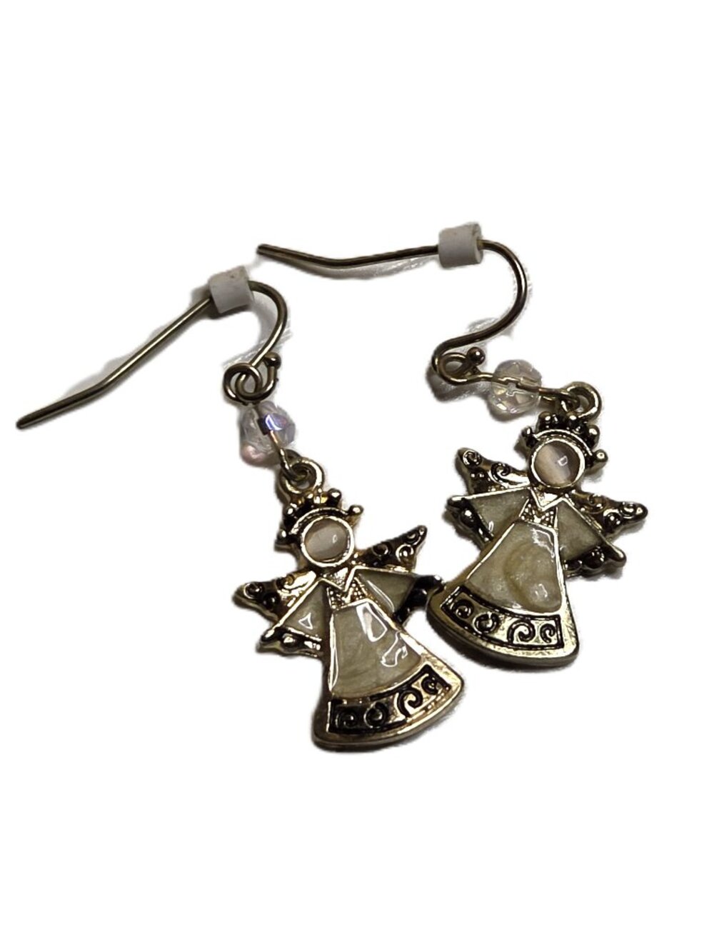 New Silver Tone Angel Heavenly Wings Drop Dangle Boho Earrings Enamel Wings